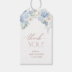 Elegant Watercolor Baby in Bloom BlueFloweGift Tag
