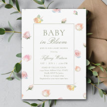 Elegant Watercolor Baby In Bloom Girl Baby Shower