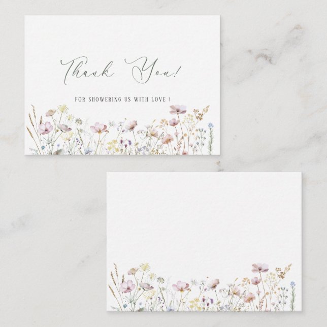Elegant Watercolor Baby in bloom wildflowers Baby  Card (Front/Back)