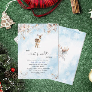 Elegant  Watercolor Baby it`s cold outside Baby sh Invitation