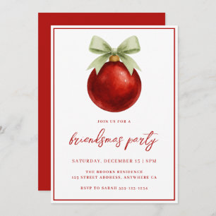 Elegant Watercolor Bauble & Bow Friendsmas Party Invitation