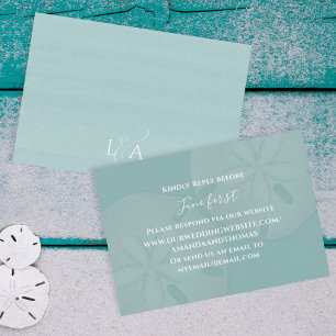 Elegant Watercolor Beach Sand Dollar Via Website RSVP Card