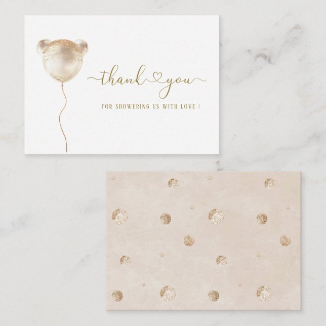 Elegant  Watercolor Bear Birthday  thank you baby  Card (Front/Back)