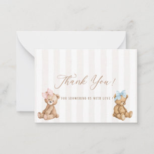 Elegant Watercolor Bear Gender Reveal  Baby shower Card