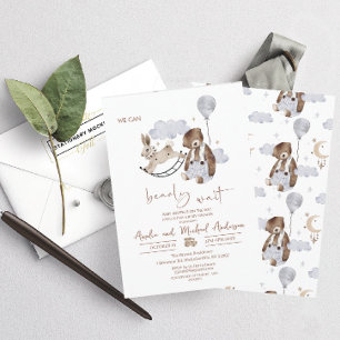 Elegant Watercolor Bear Teddy baby shower Invitation