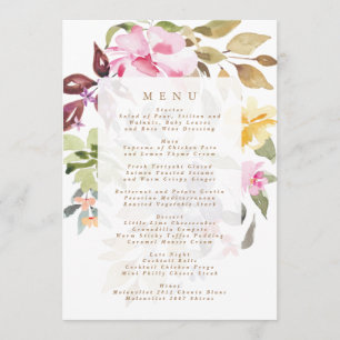 Elegant Watercolor Beautiful Wedding Menu