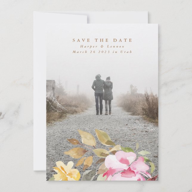Elegant Watercolor Beautiful Wedding Save The Date (Front)