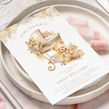 Elegant Watercolor Beige & Gold Baby Sprinkle