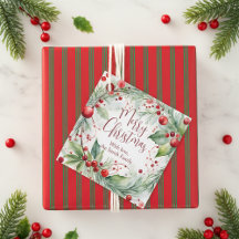 Elegant Watercolor Berry and Pine Christmas