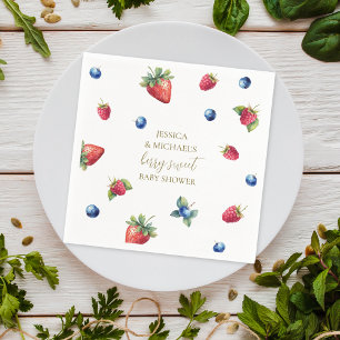 Elegant Watercolor Berry Sweet Baby Shower Napkin