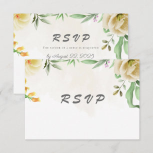 Elegant Watercolor Bird Floral Wedding RSVP Card