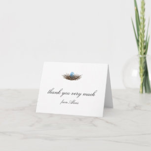 Elegant Watercolor Birds Nest Thank You Card