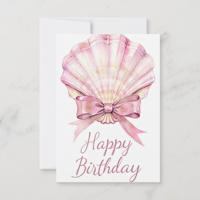 Elegant Watercolor Birthday Card with Scalloped  (Front)
