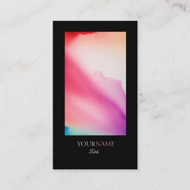 Elegant Watercolor Black Border Business Card (Front)