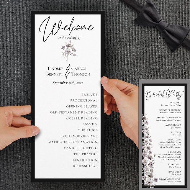 Elegant watercolor black caligraphy ceremony programme (Creator Uploaded)