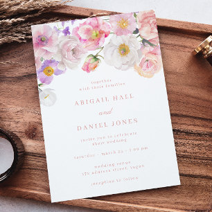 Elegant Watercolor Bloom Wedding Invitation