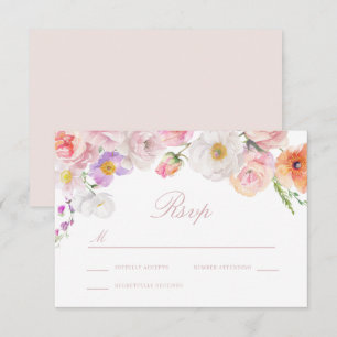 Elegant Watercolor Bloom Wedding RSVP Card