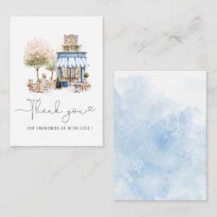 Elegant Watercolor Blue Bonjoor bebe Baby shower Card