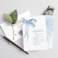 Elegant Watercolor Blue Bow Boy Baby Shower