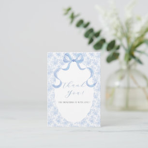 Elegant Watercolor Blue Bow ribbon Baby shower Card