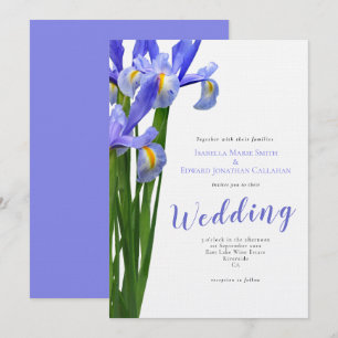 Elegant Watercolor Blue Floral Bouquet Wedding  Invitation