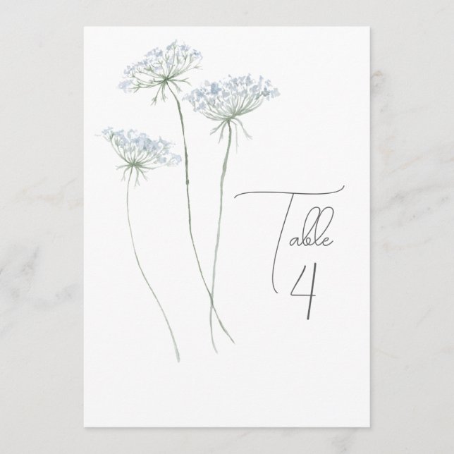 Elegant Watercolor Blue Floral Table Number (Front)