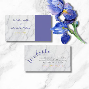 Elegant Watercolor Blue Floral Wedding Website Enclosure Card