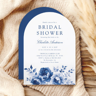 Elegant Watercolor Blue Flowers Bridal Shower Invitation