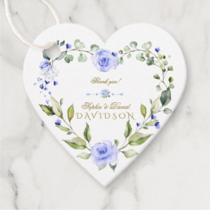Elegant Watercolor Blue Flowers Wreath Wedding Favour Tags