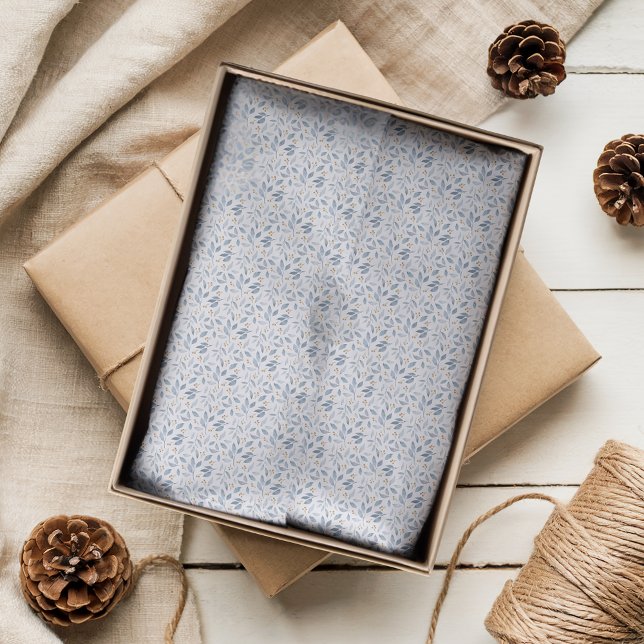 Elegant Watercolor Blue Greenery Tissue Paper (Creator Uploaded)