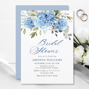 Elegant Watercolor Blue Hydrangea BRIDAL SHOWER Invitation