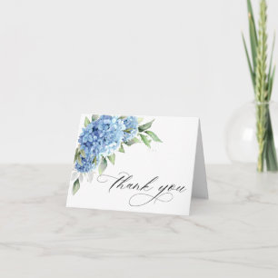 Elegant Watercolor Blue Hydrangea Flowers Simple Thank You Card