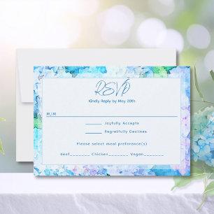Elegant Watercolor Blue Hydrangea RSVP Card
