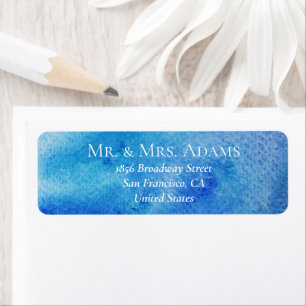 Elegant Watercolor Blue Pre-Addressed Return