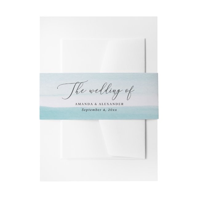 Elegant Watercolor Blue Wedding | Coastal Nautical Invitation Belly Band (Front Example)
