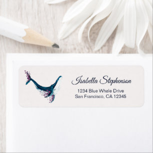 Elegant Watercolor Blue Whale Return Address Label