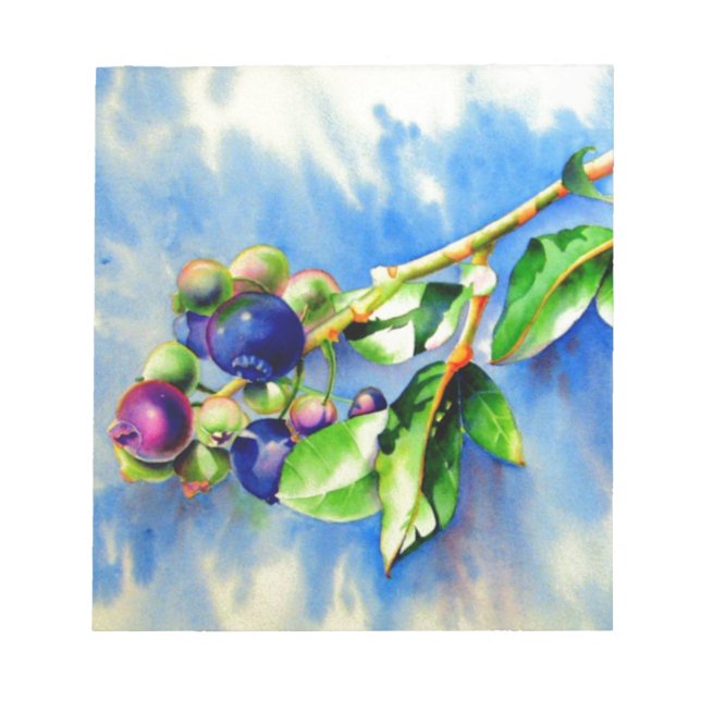 Elegant watercolor blueberry painting notepad (Front)