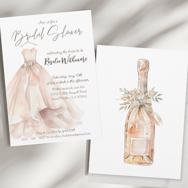 Elegant watercolor blush dress bridal shower invitation (Creator Uploaded)