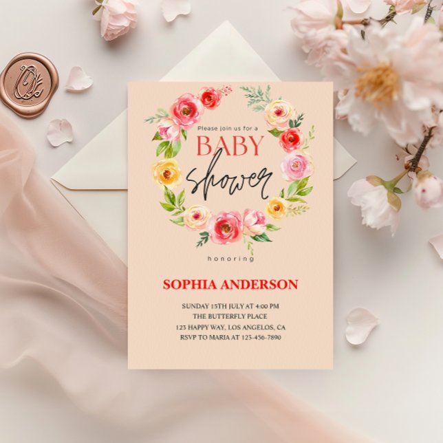 Elegant Watercolor Blush Floral Baby Shower        Invitation (Creator Uploaded)
