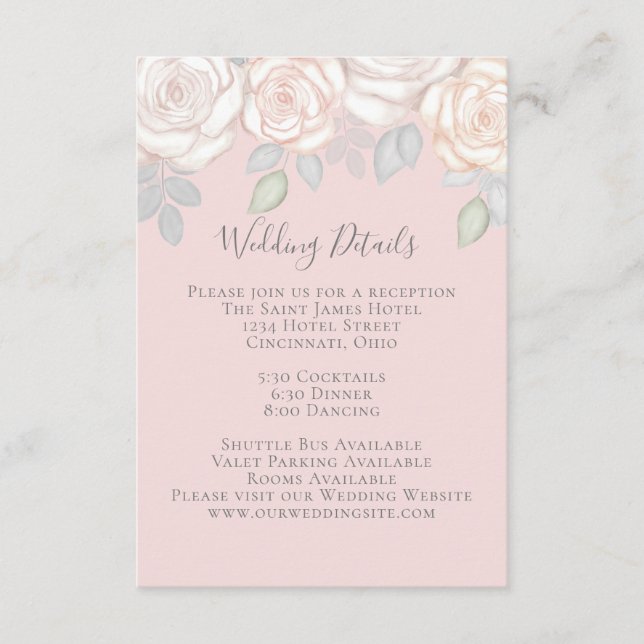 Elegant Watercolor Blush Floral Calligraphy Photo Enclosure Card (Front)