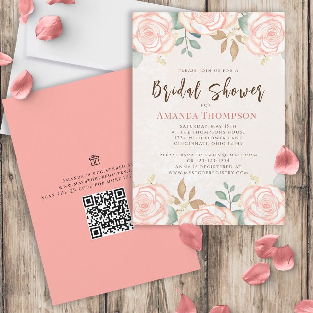 Elegant Watercolor Blush Floral Greenery Foliage Invitation (Creator Uploaded)