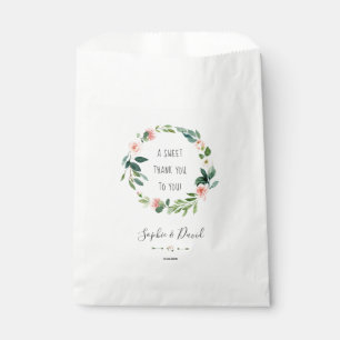 Elegant Watercolor Blush Flowers Wreath Wedding Favour Bags
