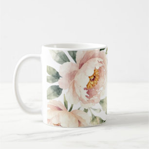 Elegant watercolor blush peony floral background coffee mug