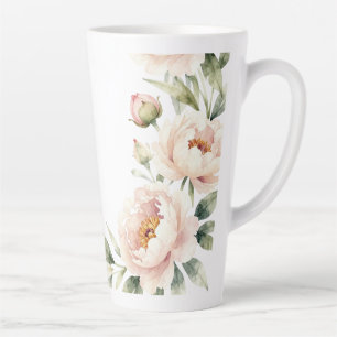 Elegant watercolor blush peony floral background latte mug