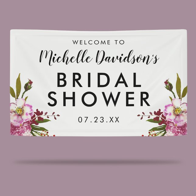 Elegant Watercolor Blush Pink Floral Bridal Shower Banner (Creator Uploaded)