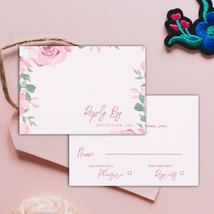 Elegant Watercolor Blush Pink Floral Wedding RSVP Card