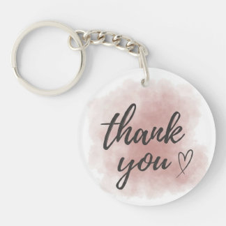 Elegant Watercolor Blush Pink Thank You Heart Keyc Key Ring