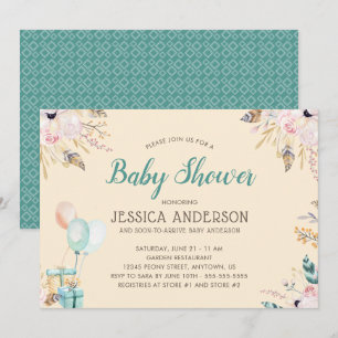 Elegant Watercolor Boho Baby Shower Invitation