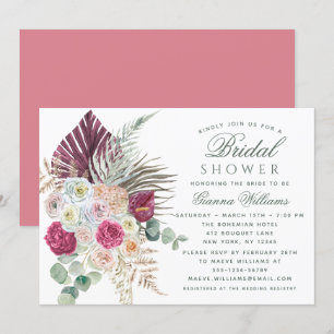 Elegant Watercolor Boho Floral Bridal Shower Invitation
