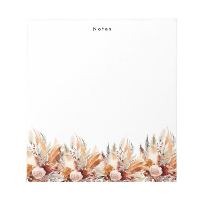 Elegant Watercolor Boho Floral Personalised  Notepad (Front)